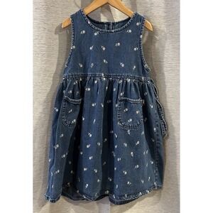 Vintage 90s/Y2k McKids Toddler Girl Floral Denim Dress Size‎ 7